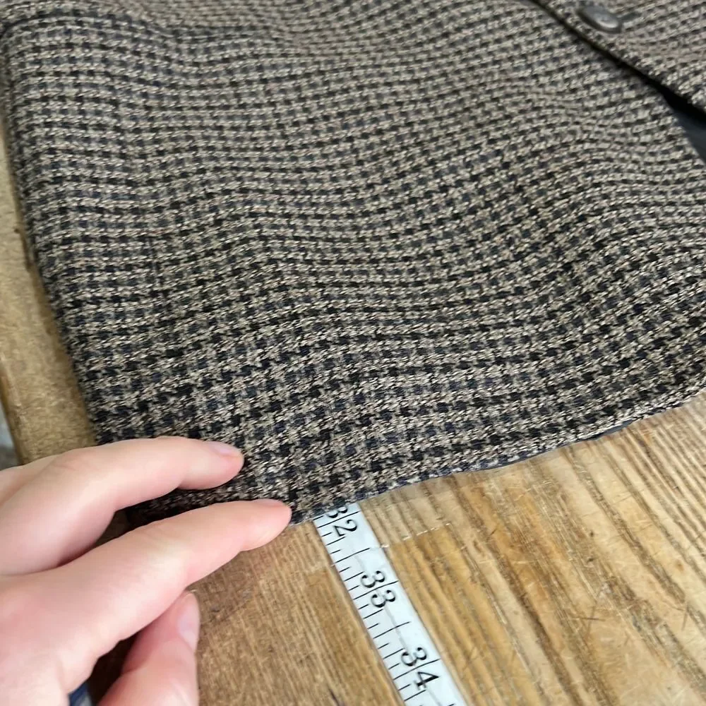 Vintage Vito Rufolo Silk Wool Sport Coat Blazer size 43E brown herringbone plaid
